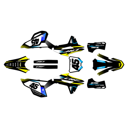 honda crf250r graphics kit 2022-2024 division series yellow