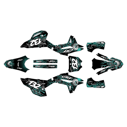 honda crf450r graphics kit 2021-2024 core series teal