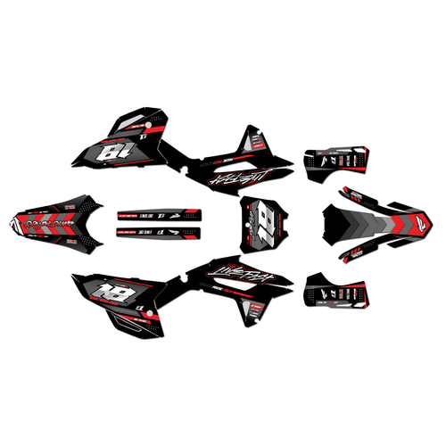 honda crf250r graphics kit 2022-2024 rebel series red