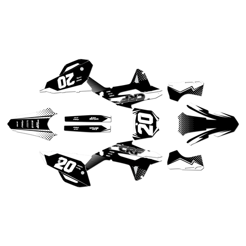 honda crf250r graphics kit 2022-2024 spear series black-white
