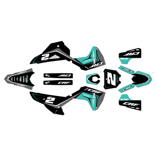 honda crf250r graphics kit 2025-2026 lightning series teal