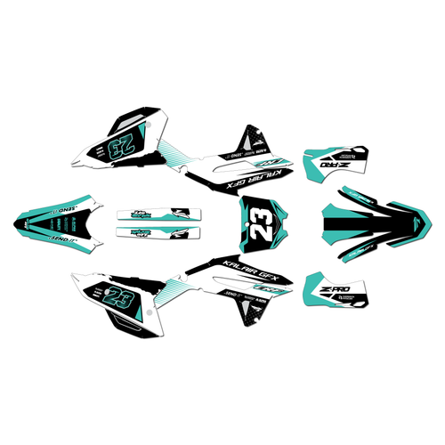 honda crf450rx graphics kit 2021-2024 evader series teal