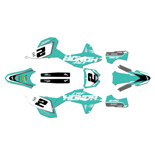honda crf250rx graphics kit 2022-2024 flight series teal