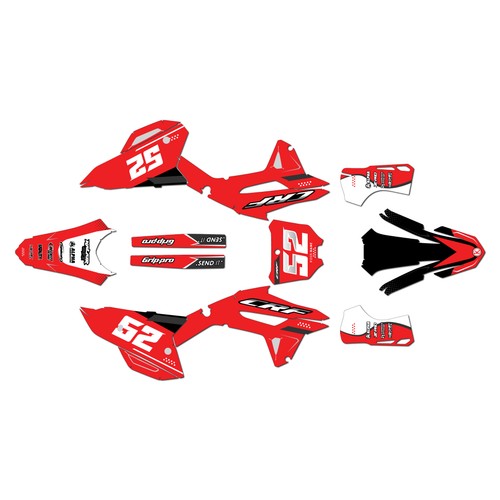 honda crf250rx graphics kit 2022-2024 ominous series red-white