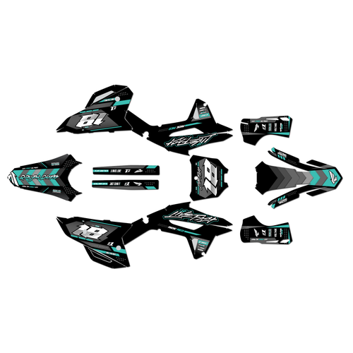 honda crf250rx graphics kit 2022-2024 rebel series teal