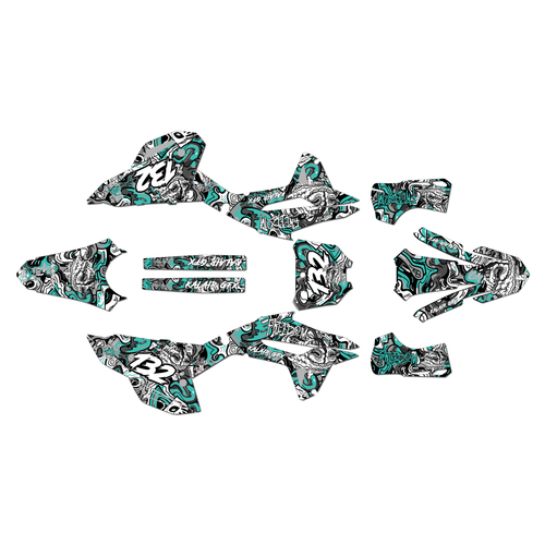 honda crf450rx graphics kit 2021-2024 vandal series teal