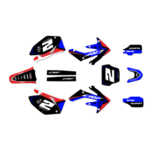 honda crf250r graphics kit 2006-2007 lightning series red-blue