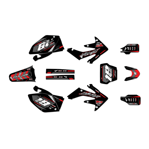honda crf250r graphics kit 2004-2005 rebel series red