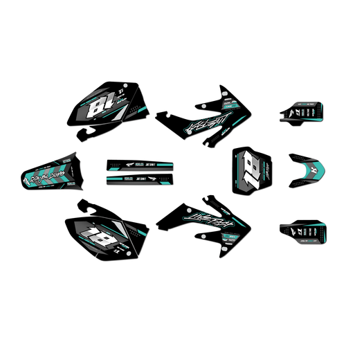 honda crf250r graphics kit 2006-2007 rebel series teal