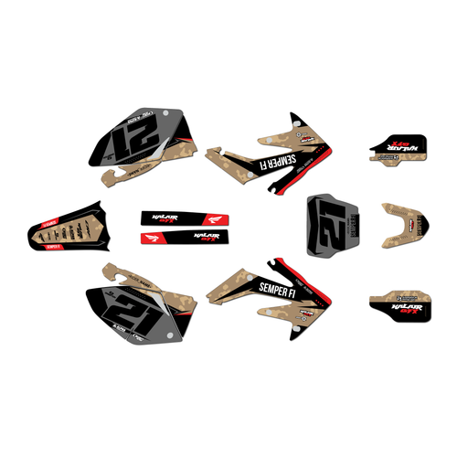 honda crf250r graphics kit 2004-2005 semper series tan