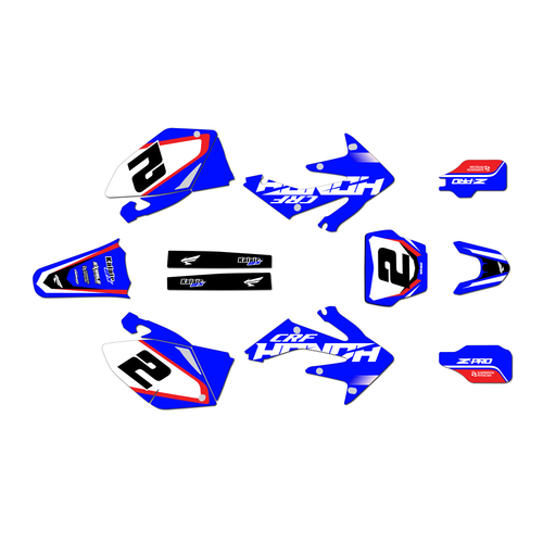 honda crf250r graphics kit 2008-2009 flight series blue