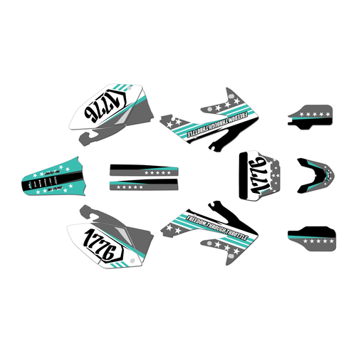 honda crf250r graphics kit 2004-2005 usa series teal