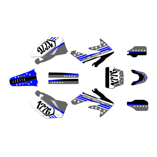 honda crf250r graphics kit 2006-2007 usa series blue-shift
