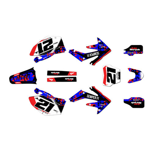 honda crf250r graphics kit 2008-2009 semper series red-blue
