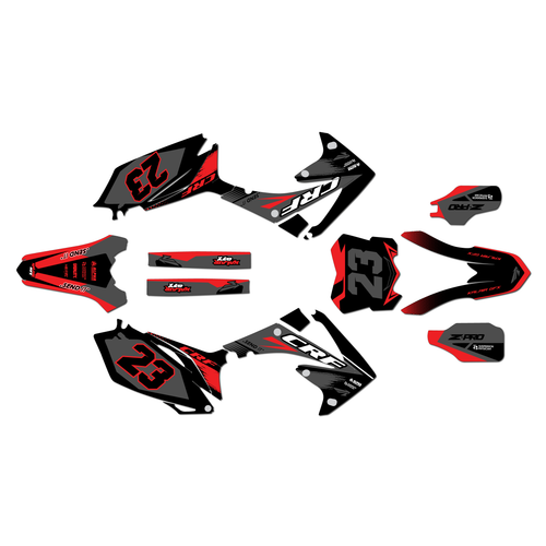honda crf450r graphics kit 2009-2012 evader series red-grey