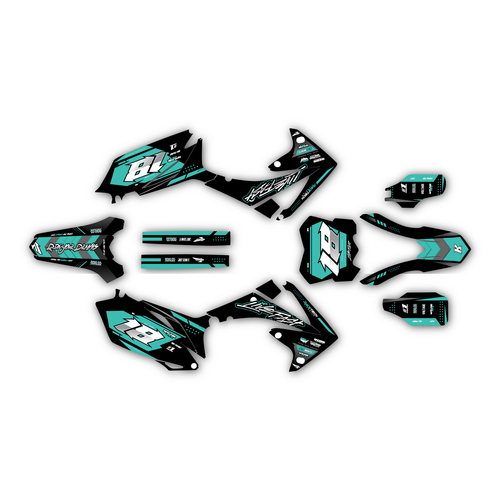 honda crf450r graphics kit 2009-2012 rebel series teal