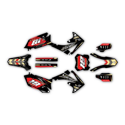 honda crf250r graphics kit 2010-2013 rebel series gold
