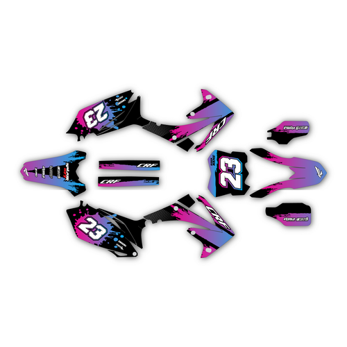 honda crf450r graphics kit 2009-2012 splash series cyan-pink