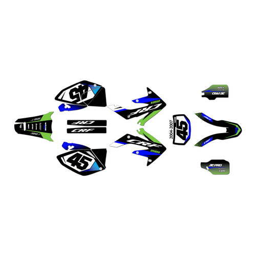 honda crf250x graphics kit 2004-2007 division series blue
