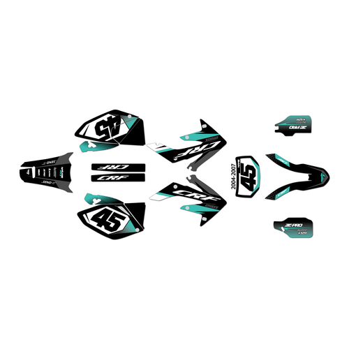 honda crf250x graphics kit 2004-2007 division series teal