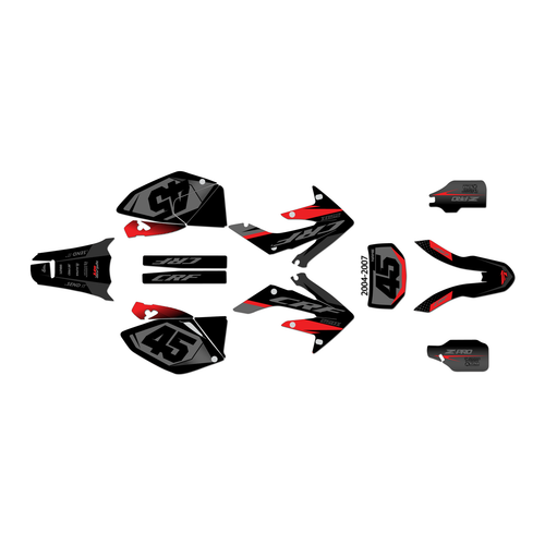 honda crf250x graphics kit 2004-2007 division series red-shift