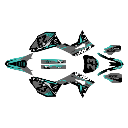 honda crf250r graphics kit 2018-2021 evader series teal