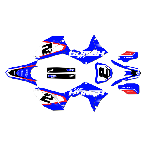 honda crf250r graphics kit 2018-2021 flight series blue