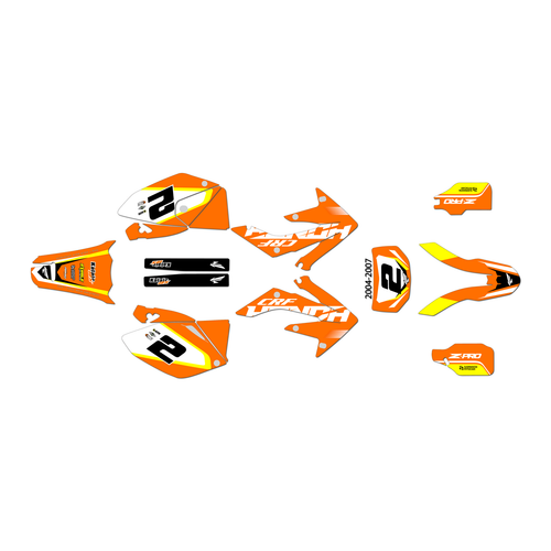 honda crf250x graphics kit 2004-2007 flight series orange
