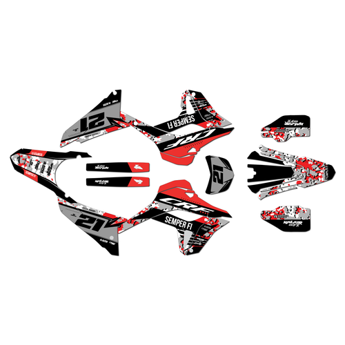 honda crf300l graphics kit 2021-2026 semper series red