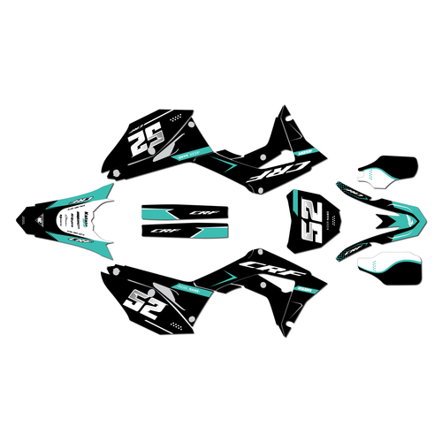 honda crf450r graphics kit 2017-2020 ominous series teal