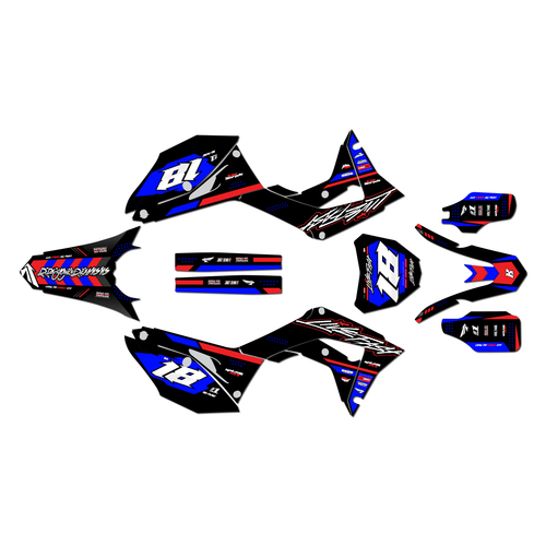 honda crf250r graphics kit 2018-2021 rebel series blue