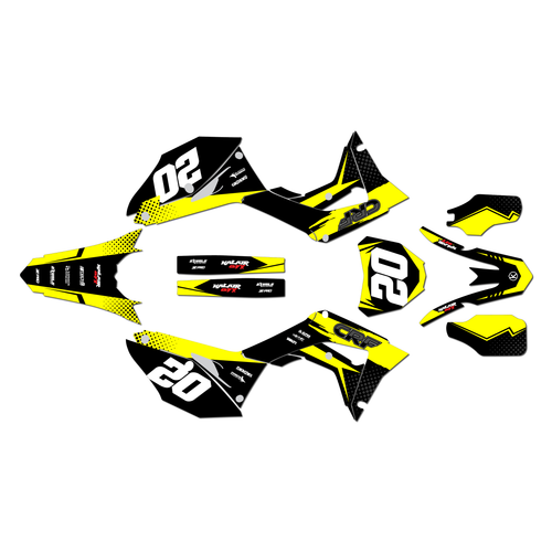 honda crf250r graphics kit 2018-2021 spear series yellow
