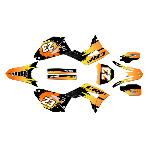 honda crf250r graphics kit 2018-2021 splash series orange