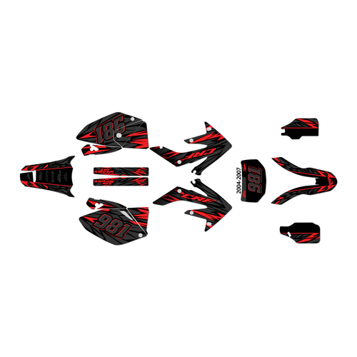 honda crf250x graphics kit 2004-2007 twitch series red