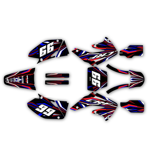 honda crf450r graphics kit 2002-2004 prime series red-blue