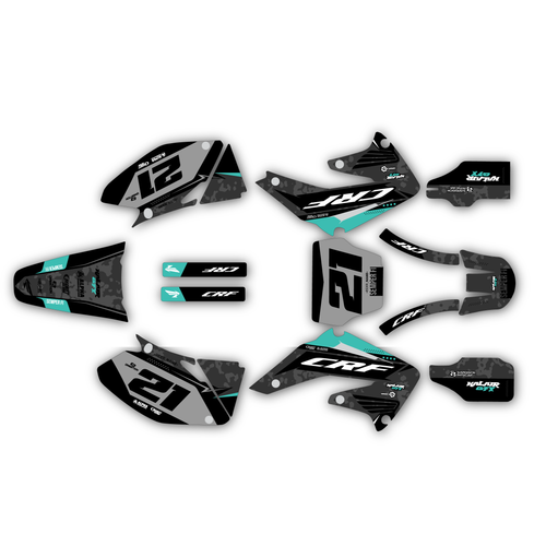honda crf450r graphics kit 2002-2004 semperfi series teal