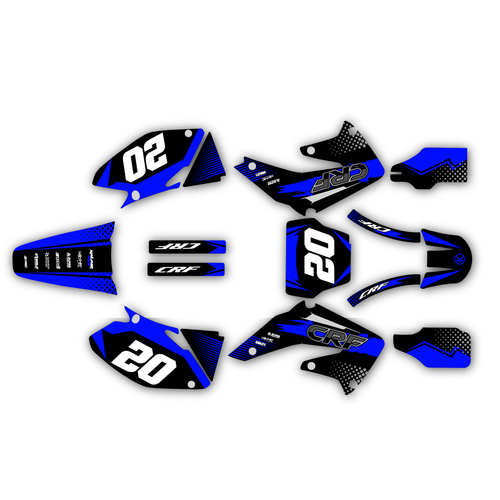 honda crf450r graphics kit 2002-2004 spear series blue