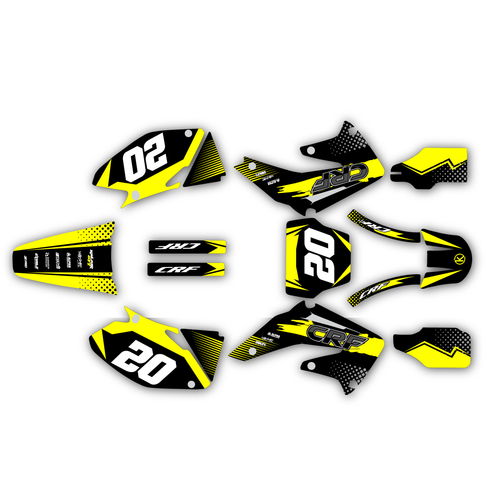 honda crf450r graphics kit 2002-2004 spear series yellow