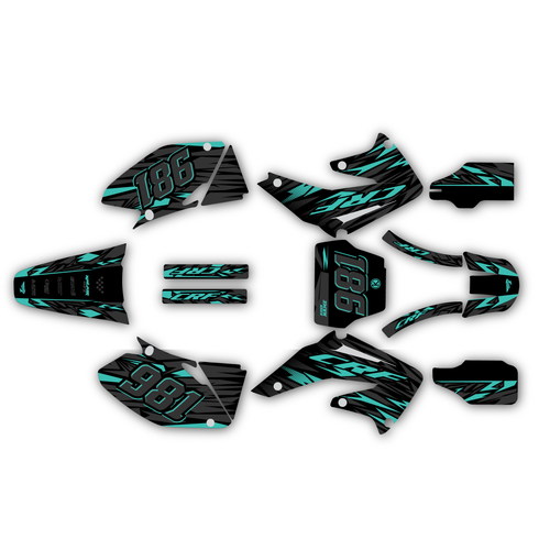 honda crf450r graphics kit 2002-2004 twitch series teal