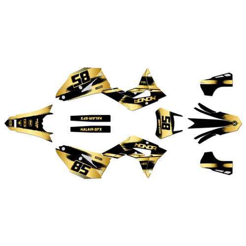 honda crf450x graphics kit 2019-2026 drag series gold