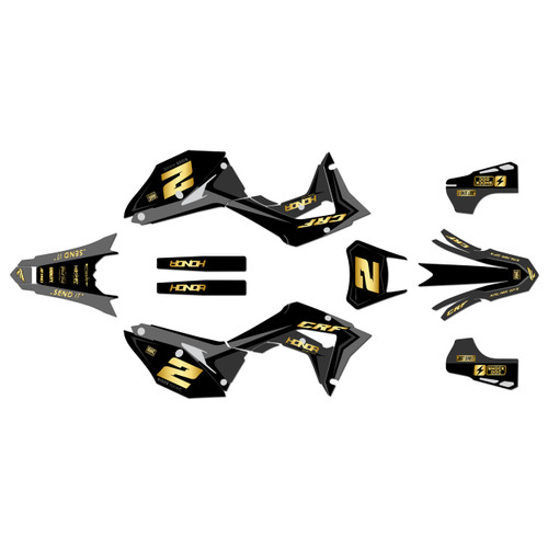 honda crf450x graphics kit 2019-2026 lightning series gold