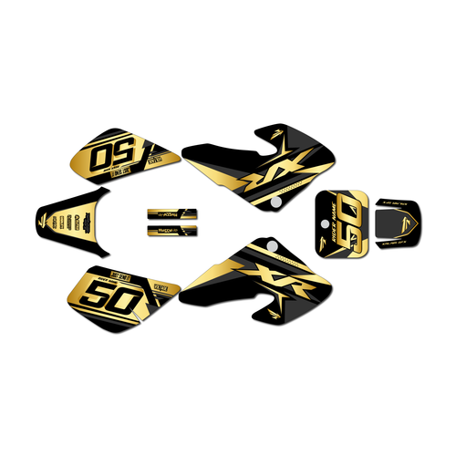honda xr50 graphics kit 2000-2003 evo series gold