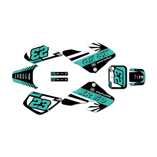 honda xr50 graphics kit 2000-2003 fh series teal