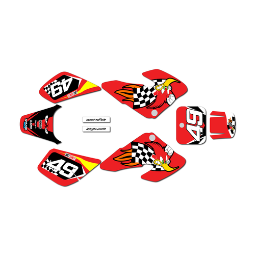 honda xr50 graphics kit 2000-2003 pecker series red