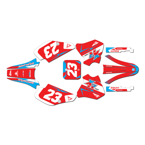 honda xr70 graphics kit 1997-2000 evader series red-cyan