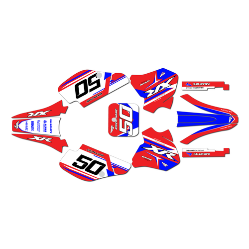 honda xr70 graphics kit 1997-2000 evo series red