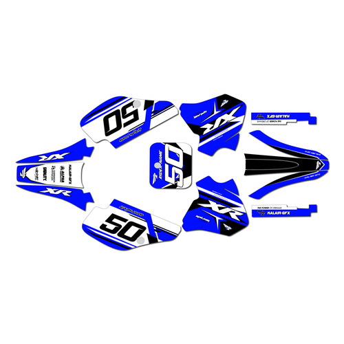 honda xr70 graphics kit 1997-2000 evo series blue-black