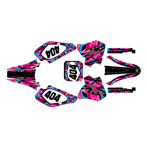 honda xr70 graphics kit 1997-2000 shatter series magenta-cyan