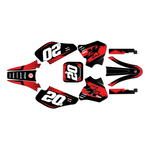 honda xr70 graphics kit 1997-2000 spear series red