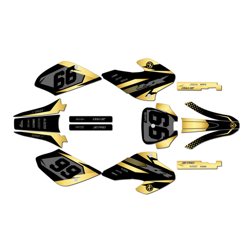 honda xr80 graphics kit 2001-2003 division series gold